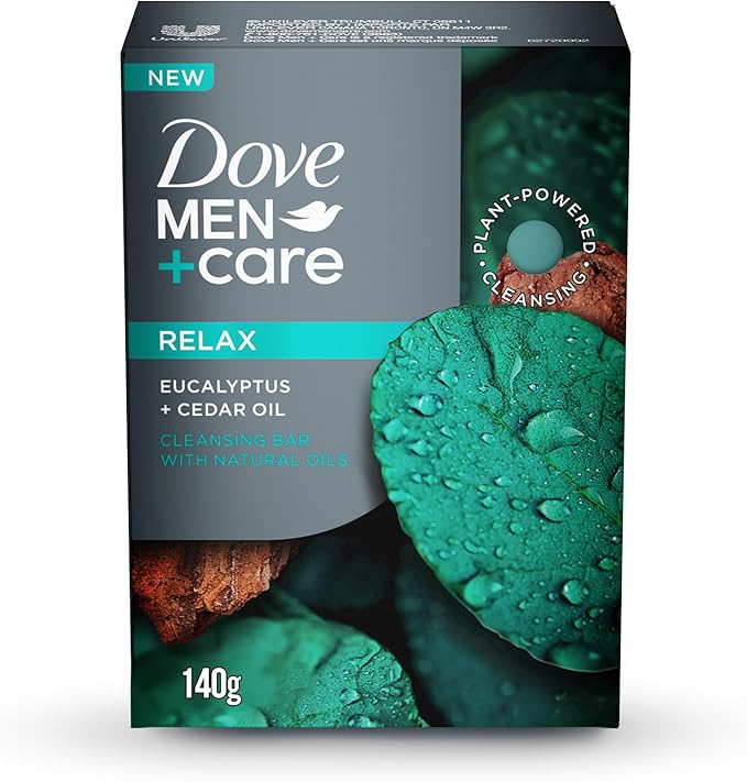 دوف من+كير لوح تنظيف DOVE MEN+CARE، ريلكس، 4 إنش 1، للشعر، الجسم، الوجه والحلاقة، مع الأوكالبتوس وزيت الأرز، 141 جرام - Image 2